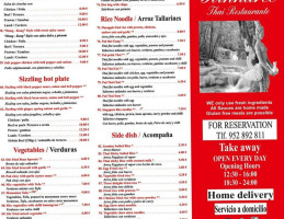 Kinnaree Thai menu