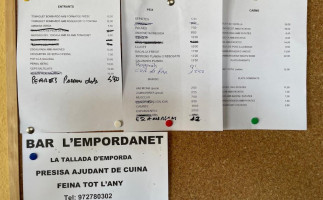 Bar Restaurant L' Empordanet menu