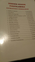 Sidrería Asador Fuentelamora menu