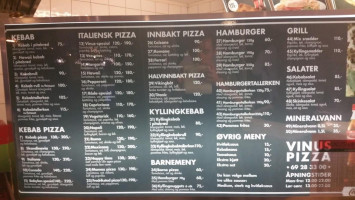 Vinus Pizza Kebab menu