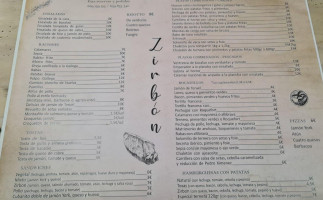 Cafetería ZirbÓn menu