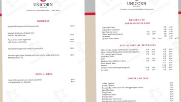 Unicorn Zsolt Vitanyi menu