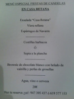 Casa Retana menu