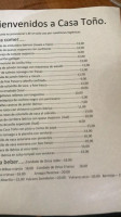 Casa Toño menu