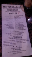 Rte Casa Juan menu