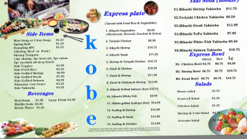 Kobe Sushi Hibachi menu