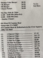 Bay Fish Chips menu