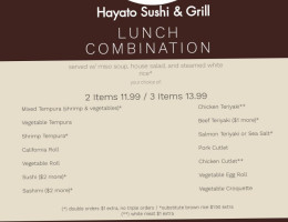 Hayato Sushi Grill menu