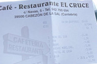Hosteria El Cruce menu