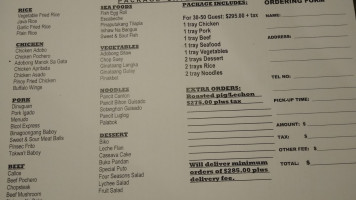 Pilipino Grill menu