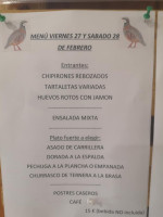 Restaurantes La Perdiz Pozo Aledo menu