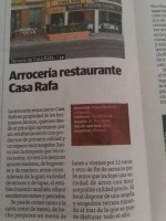 Arroceria Casa Rafa Port Saplaya menu