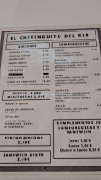 El Chiringuito Del Rio menu
