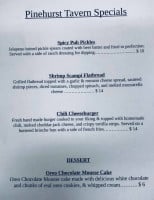 Steve's Pinehurst Tavern menu