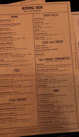 Rising Sun Kitchen menu