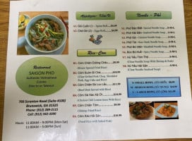 Saigon Pho menu
