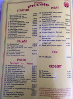 Piccolo Pizza Pasta menu