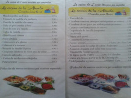 Cafeteria La Pergola menu