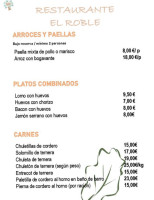 El Roble menu