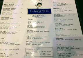 Rudee’s Thai Cuisine menu