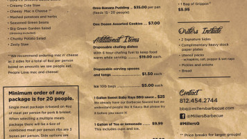 Miller's Catering Barbecue Weddings menu