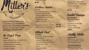 Miller's Catering Barbecue Weddings menu
