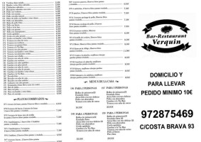 Verquin menu