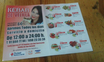 Kebab De Velilla menu