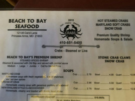 Beach To Bay Seafood Company menu