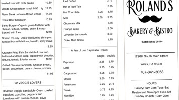 Roland's Bistro menu