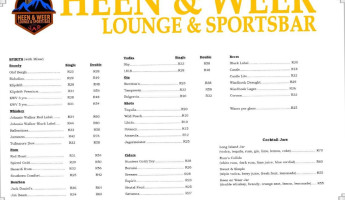 Heen En Weer Lounge And Sportsbar menu