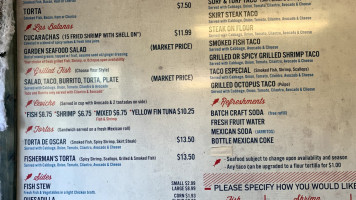 Oscar's Mexican Seafood menu