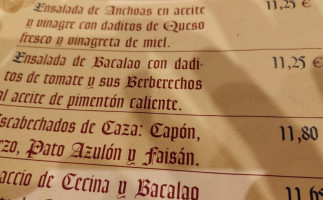 La Parrilla de San Lorenzo menu