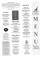 Café Felix, Riebeek Kasteel menu