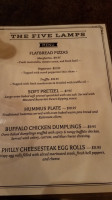 The Five Lamps menu