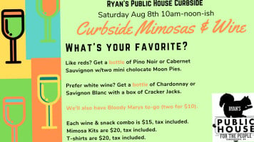 Ryan's Public House menu