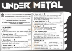 Under Metal Burger menu