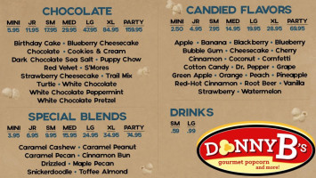 Donny B's Gourmet Popcorn Gifts menu