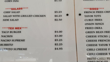 R A's Drive In menu