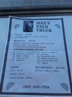 Max’s Taco Truck menu