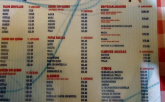 Taquería El Gavilan menu
