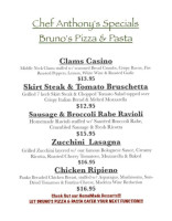 Bruno's Pizza And Pasta menu