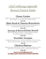 Bruno's Pizza And Pasta menu