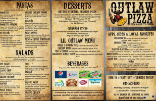 Outlaw Pizza menu