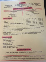 Trevino's Mexican menu