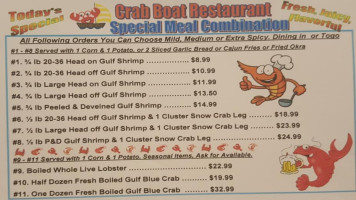 The Crab Boat menu
