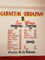 Carnitas Uruapan menu