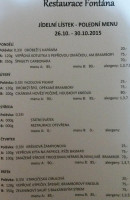 Restaurace Fontána menu