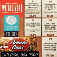 Amato Bros. menu