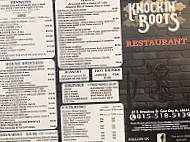 Knockin' Boots menu